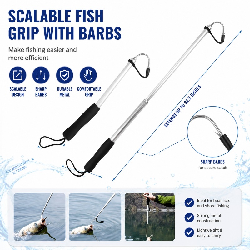 Fishing Boat Aluminum - 텔레스코픽 낚시용 가프(바브 포함) - 알루미늄