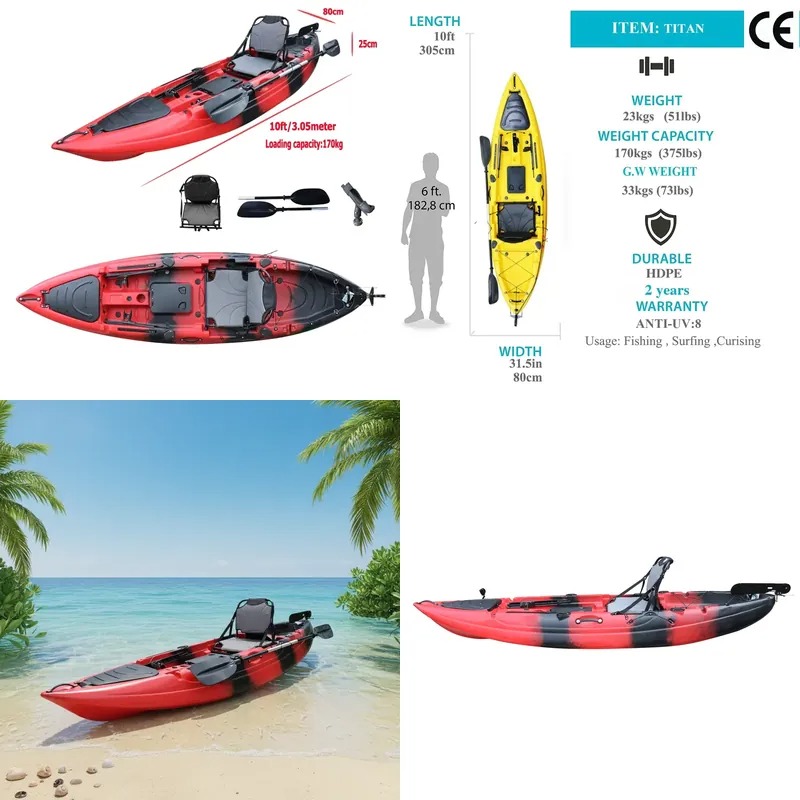 10피트 싱글 시트 낚시용 패들 카약 (전동 모터 장착 - Fishing Boat Paddle 리뷰 및 가격