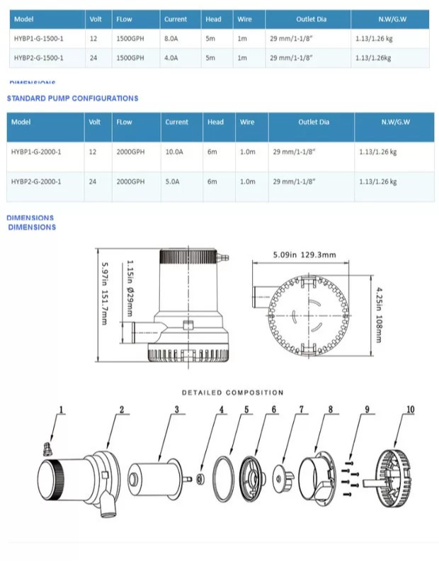 자동 수중 보트 빌지 워터 펌프 12V/24V – 요트 - Fishing Boat Bilge Pump 리뷰 및 가격